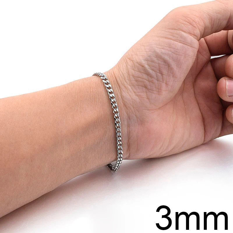 Pulsera de cadena cubana para hombre y mujer, brazalete clásico de acero inoxidable de 3/5/7/9mm de ancho, regalo de joyería