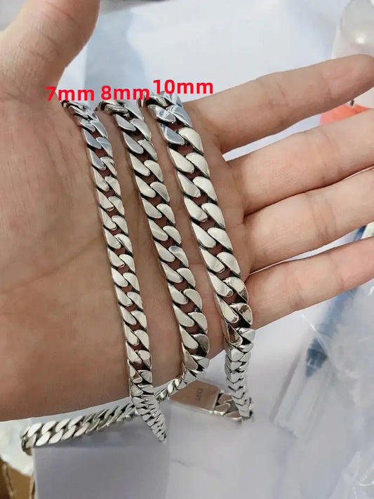 Pulsera de plata de ley 100% S925, joyería de plata Punk S925 de 8MM, certificado de transporte que nunca se decolora, regalos de joyería para hombres y mujeres