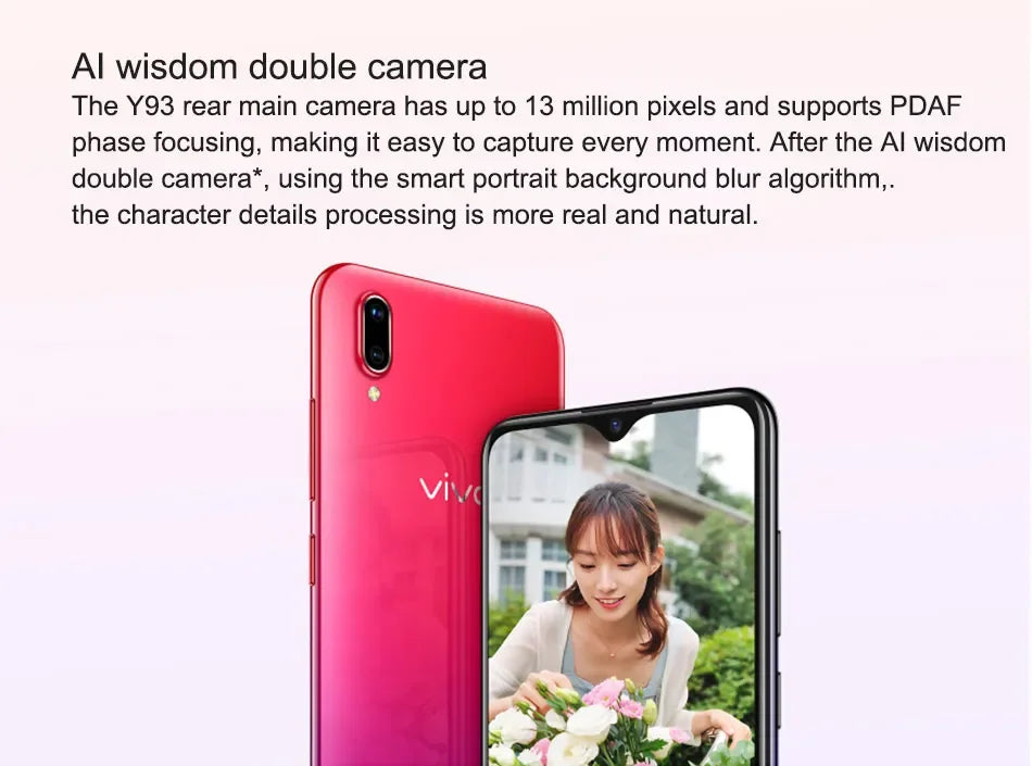 VIVO Y93 - Smartphone Premium 4GB RAM + 64GB | Pantalla 6.2" | Cámara Dual 13MP | Face ID