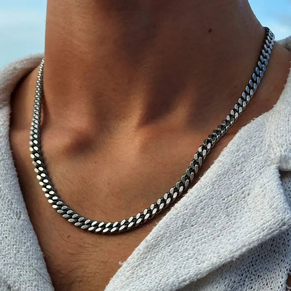 Vnox-collares de cadena cubana de 3/5/7/9mm de espesor para hombres y mujeres, Collar de eslabones simples Miami, cadena Unisex de acero inoxidable resistente al agua