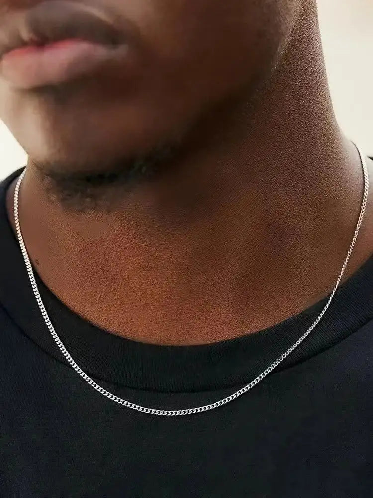 Collar de cadena cubana de 3mm para hombre, collar Simple de acero inoxidable, joyería de acero de titanio a la moda, accesorios de tendencia, regalo
