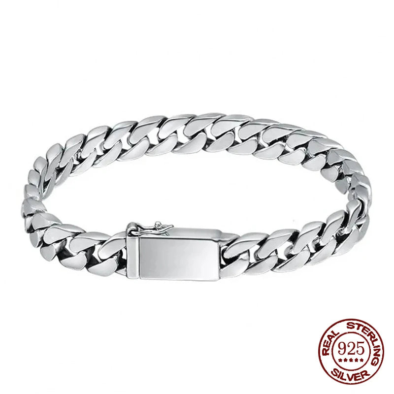 Pulsera Plata de Ley S925 Punk 8MM - Certificada Nunca se Decolora