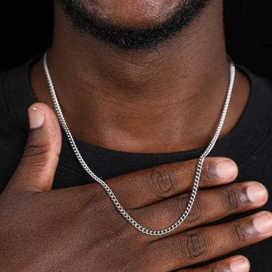 Collar de cadena cubana de 3mm para hombre, collar Simple de acero inoxidable, joyería de acero de titanio a la moda, accesorios de tendencia, regalo