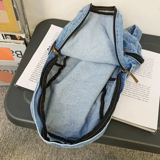 Mochila Escolar Vaquera Femenina - Tendencia Gran Capacidad Múltiples Bolsillos