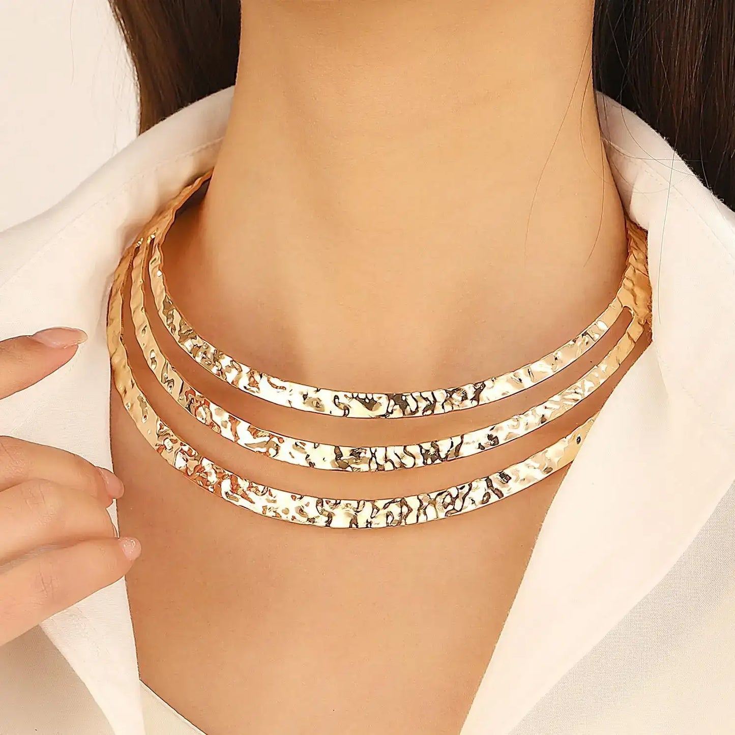 Collar Largo de Lujo Dorado - Gargantilla Statement para Mujer