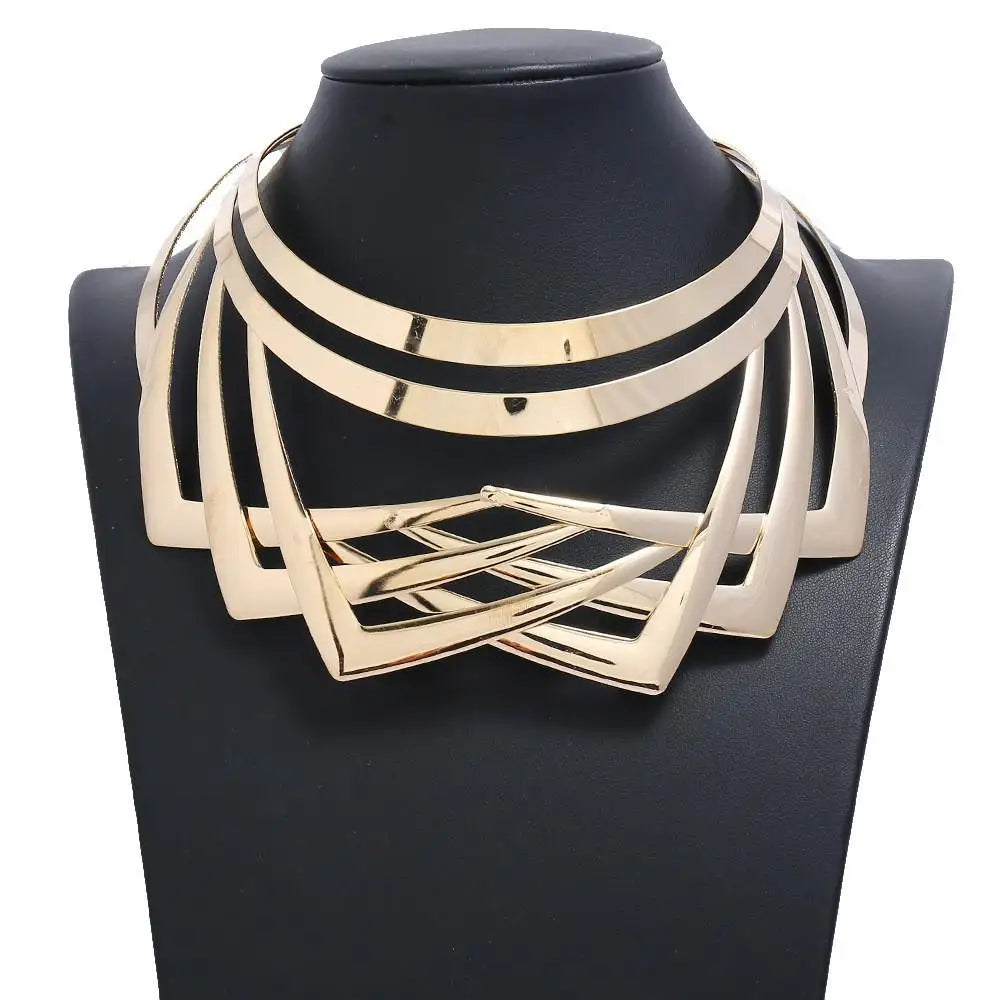 Collar Largo de Lujo Dorado - Gargantilla Statement para Mujer