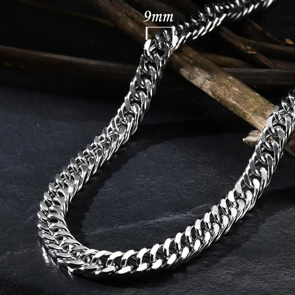 Vnox-collares de cadena cubana de 3/5/7/9mm de espesor para hombres y mujeres, Collar de eslabones simples Miami, cadena Unisex de acero inoxidable resistente al agua