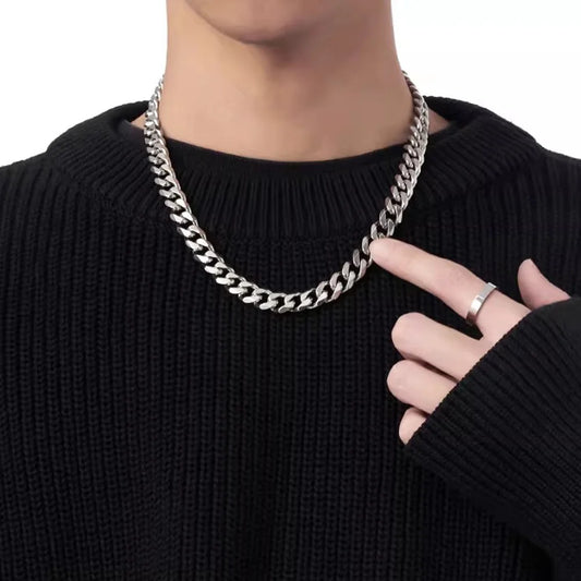 Cadena de eslabones cubanos de acero inoxidable de 3/5/7mm, joyería clásica Punk con personalidad, collar Simple de moda Hip-hop para parejas para hombres y mujeres