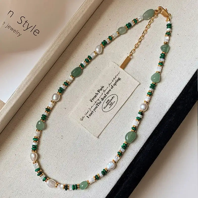 Recién llegado, conjunto de joyería femenina rellena de oro de 14 quilates con perlas naturales de agua dulce y piedra de Jade para mujer, collar, pulsera, regalos