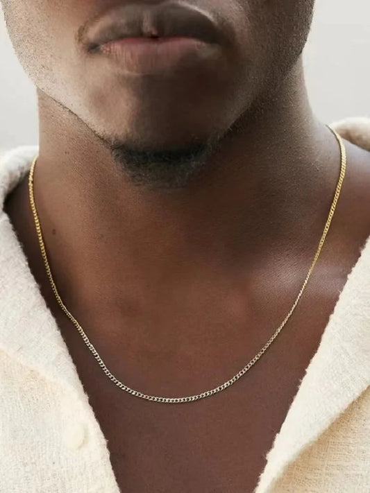 Collar de cadena cubana de 3mm para hombre, collar Simple de acero inoxidable, joyería de acero de titanio a la moda, accesorios de tendencia, regalo