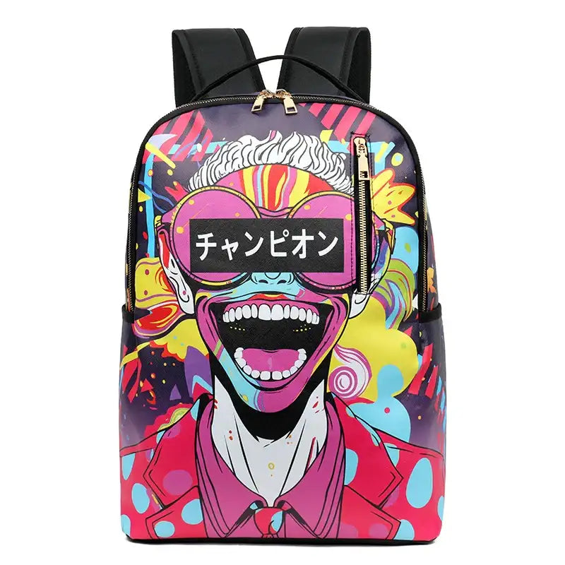 Mochila Gran Capacidad Grafiti PU - Unisex Estudiante Viaje Urbana