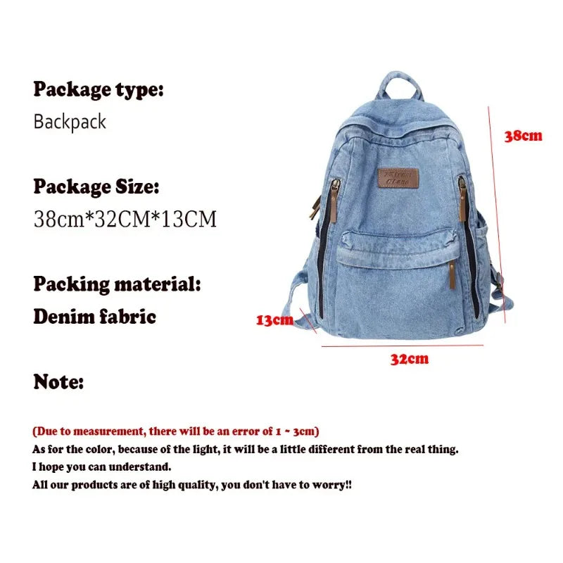 Mochila Escolar Vaquera Femenina - Tendencia Gran Capacidad Múltiples Bolsillos