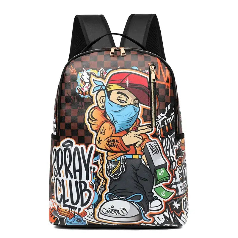 Mochila Gran Capacidad Grafiti PU - Unisex Estudiante Viaje Urbana
