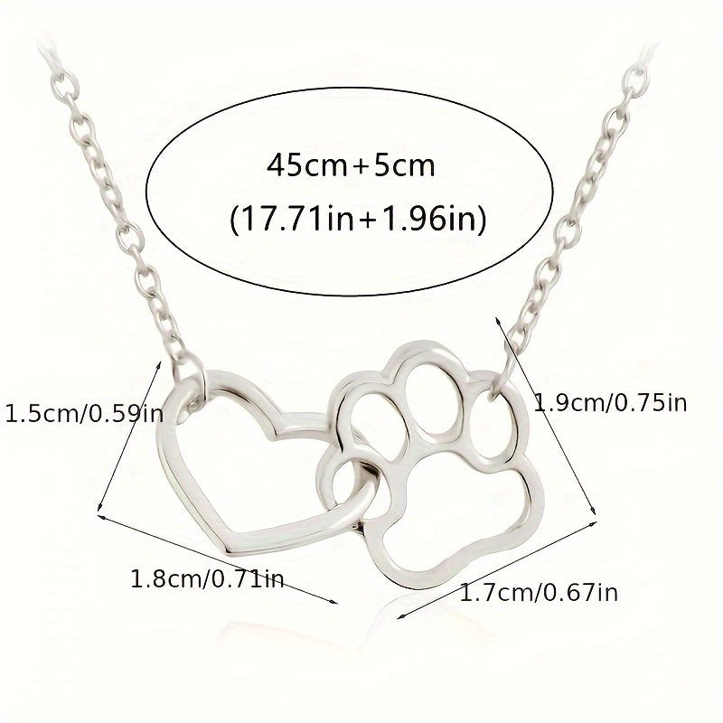 Collar Colgante Huella de Perro y Corazón - Joyería Femenina Regalo Especial