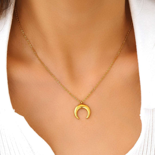 Collar Colgante Luna Acero Inoxidable - Regalo Ramadán Eid Joyería Femenina
