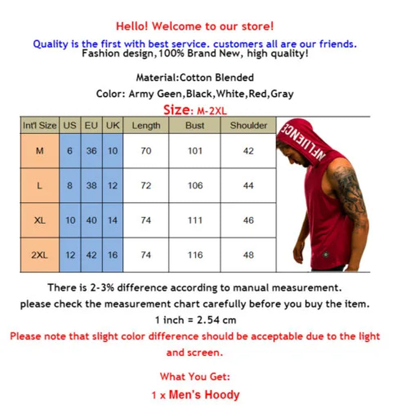 Fashion Summer Mens Sleeveless Hoodie T-Shirts Muscle Sweatshirt Cool Hoody Tops GYM Sport Slim Fitness Hooded Sportswer Tees